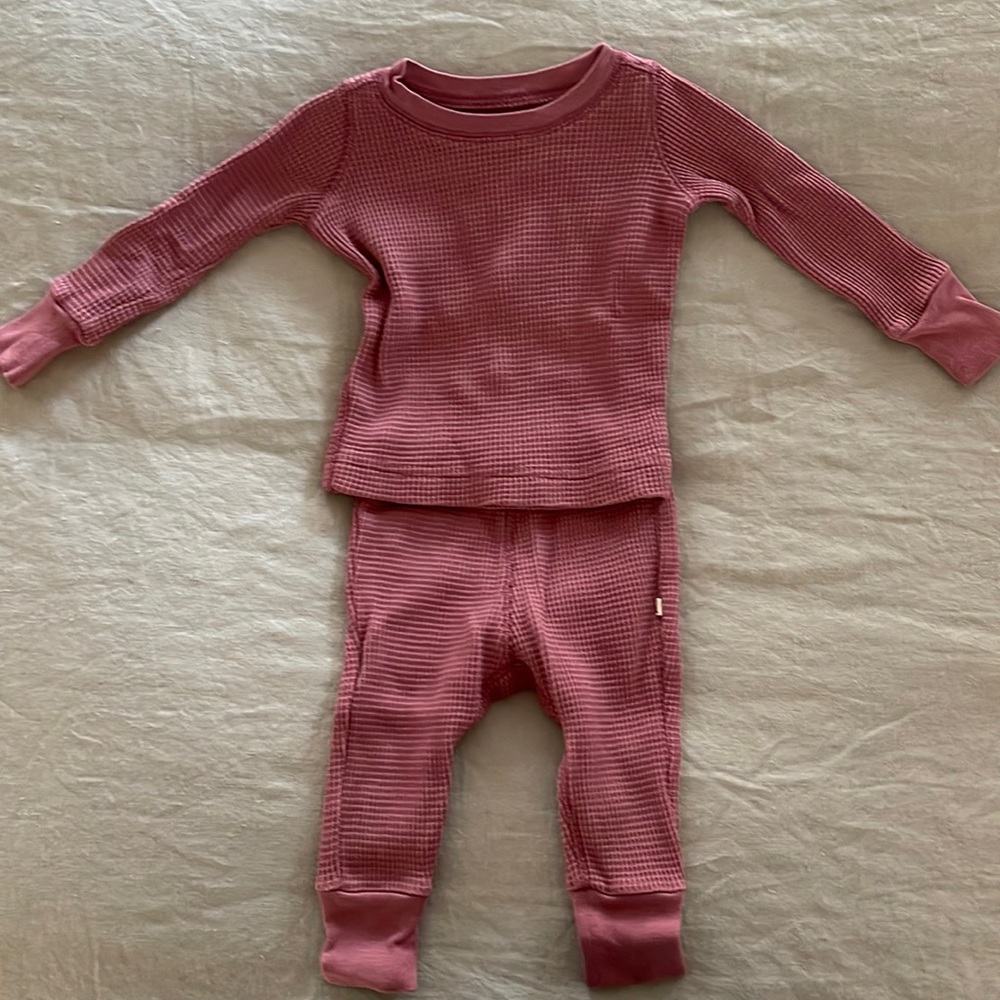 Noble organic waffle set in rose / Size 12-18 months